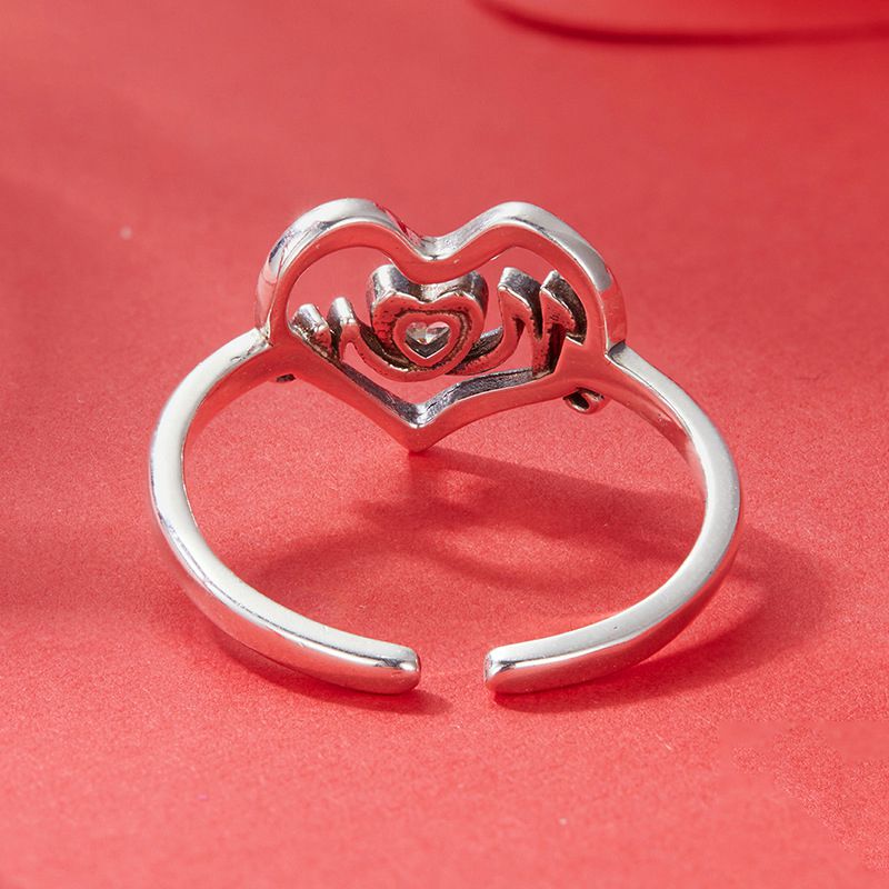 Anillo De Plata Con Corazón De Diamantes