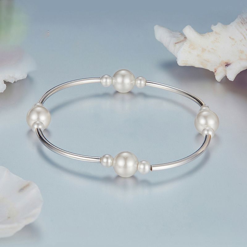 Pulsera De Perlas De Plata