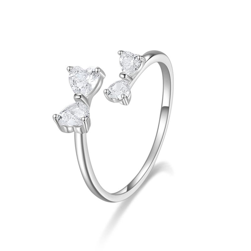 Anillo De Lazo De Plata Y Diamantes