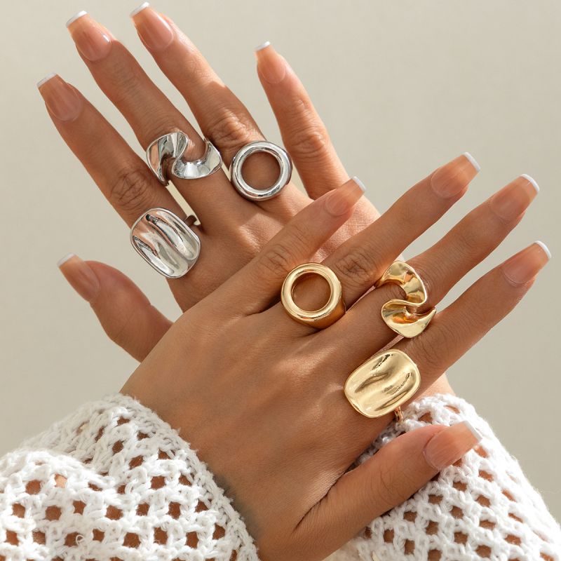 Juego De Anillos De Aleación Irregulares