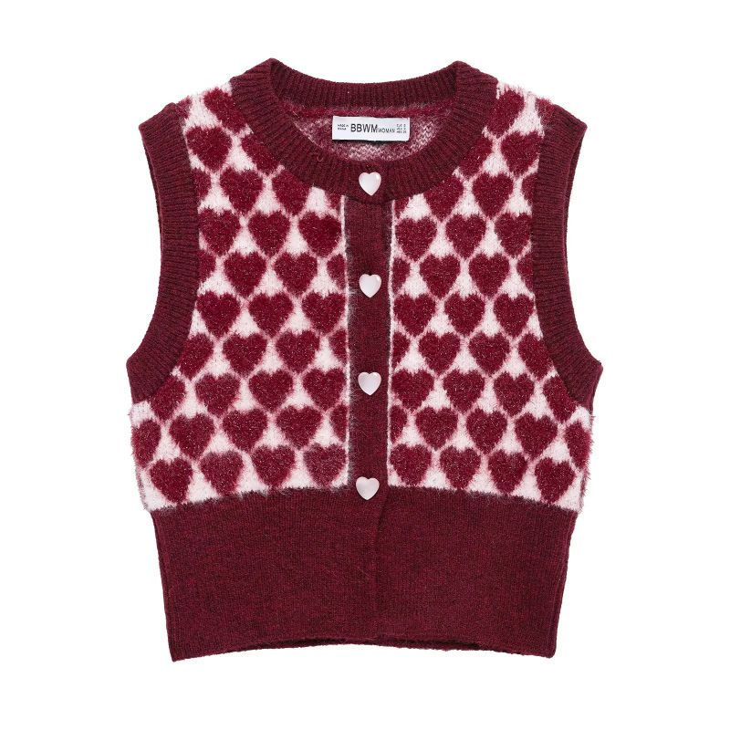 Chaleco De Cuello Redondo Con Estampado De Jacquard Love