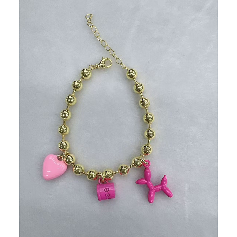 Pulsera De Perro Con Globo En Forma De Corazón Bañada En Oro Y Cobre