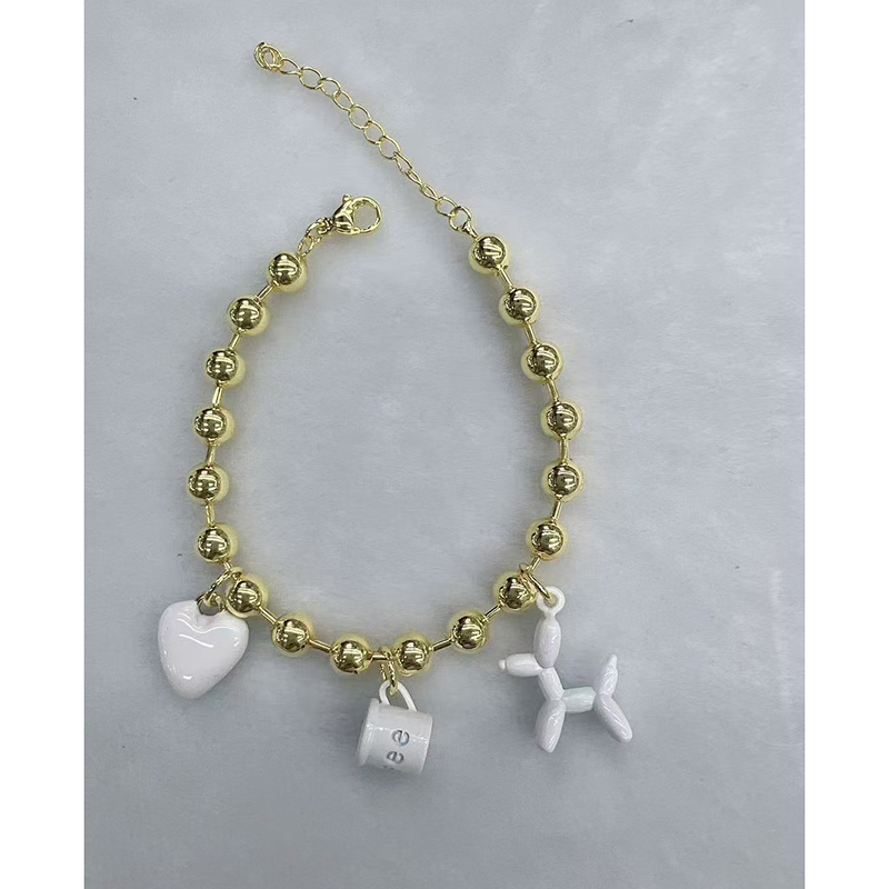 Pulsera De Perro Con Globo En Forma De Corazón Bañada En Oro Y Cobre