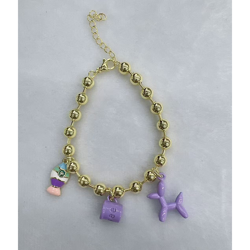 Pulsera De Perro Con Globo De Pez Bañado En Oro Y Cobre