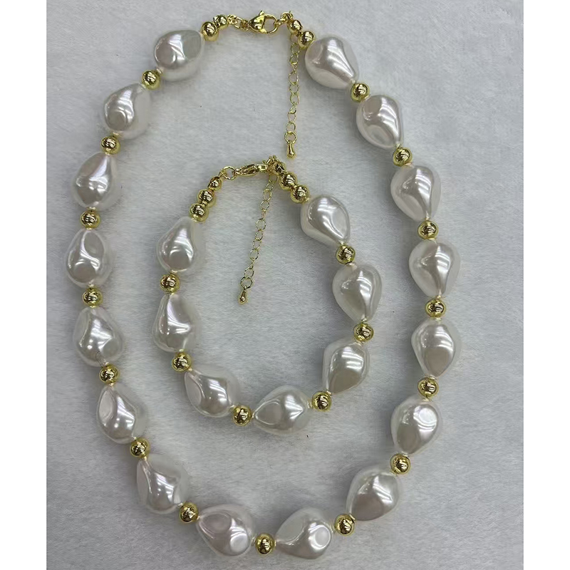 Collar De Perlas Irregulares Bañado En Oro Y Cobre