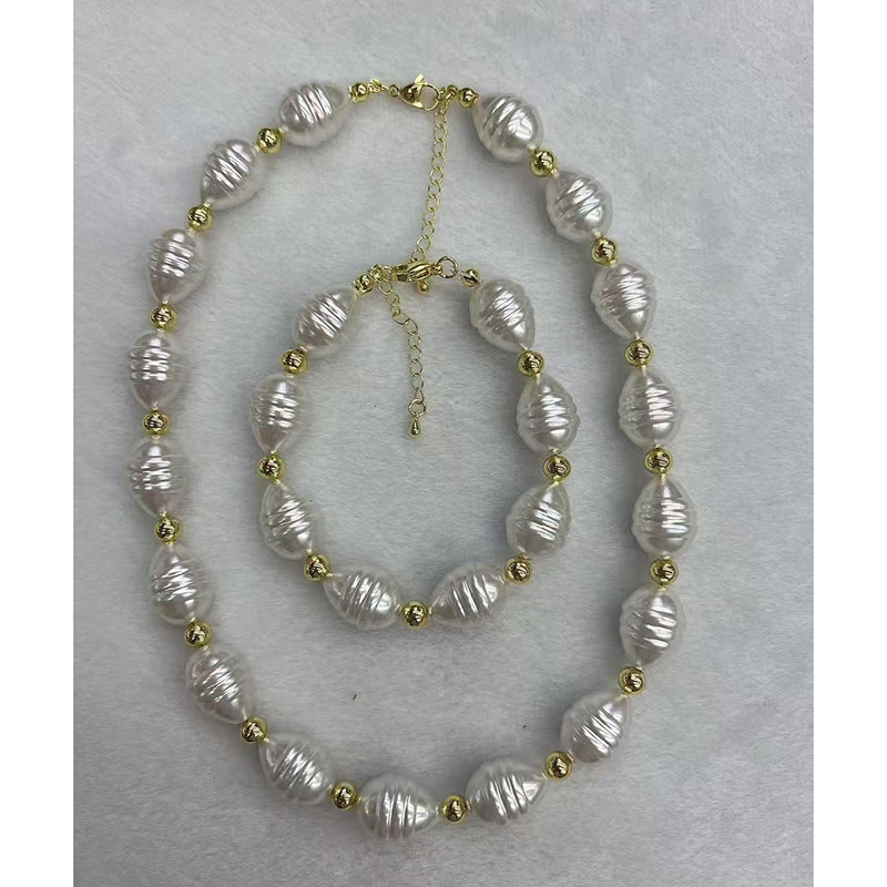 Collar De Perlas Irregulares Bañado En Oro Y Cobre