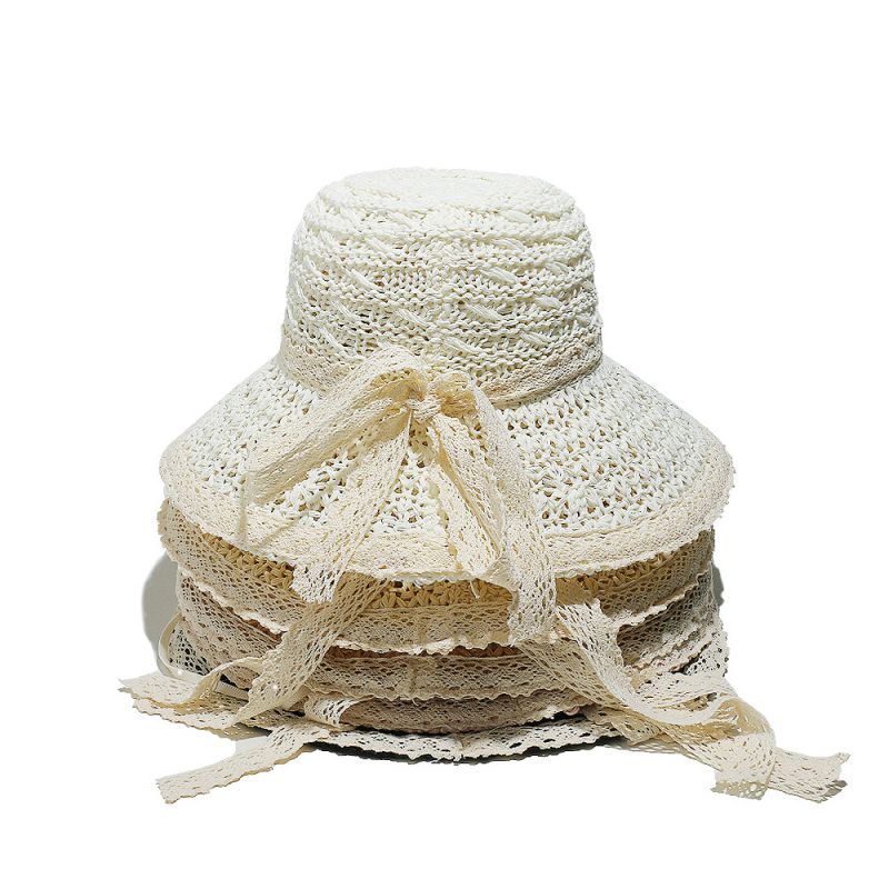 Sombrero Para El Sol Tejido Con Encaje
