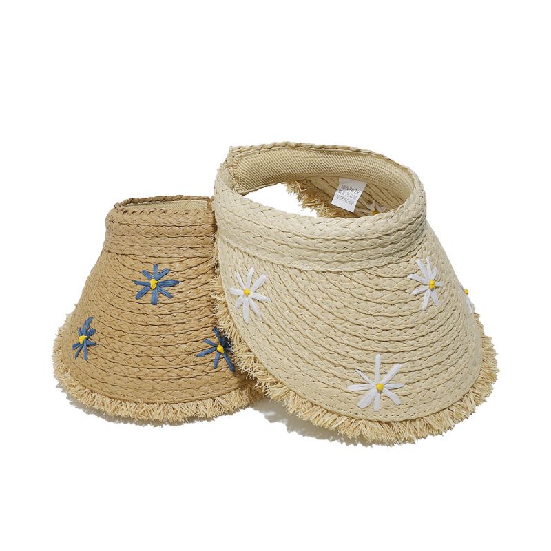 Sombrero Para El Sol Hueco Con Margaritas De Rafia