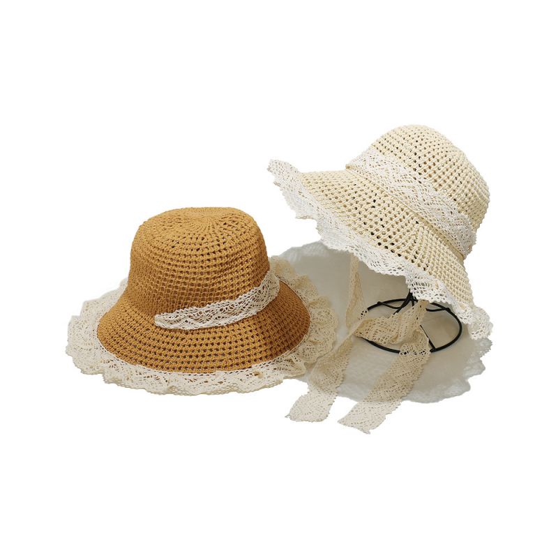 Sombrero Para El Sol De Ala Ancha Con Ribete De Encaje