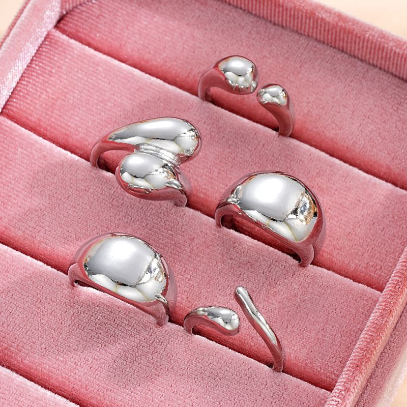 Juego De Anillos Geométricos De Aleación