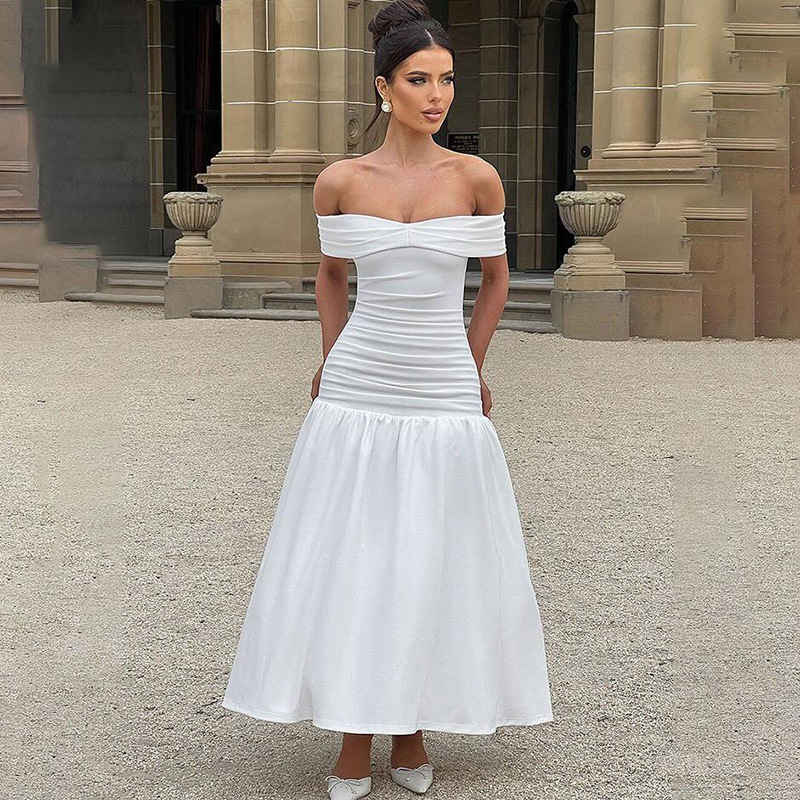 Vestido De Poliéster Con Un Solo Hombro