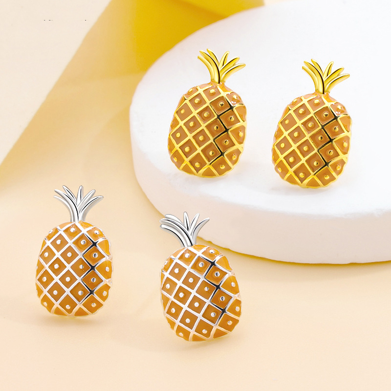 Juego De Pendientes De Plata Con Forma De Fruta