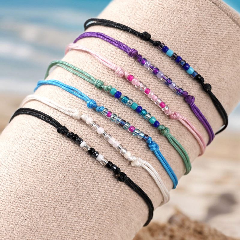 Juego De Pulseras Trenzadas Con Cuentas De Arroz