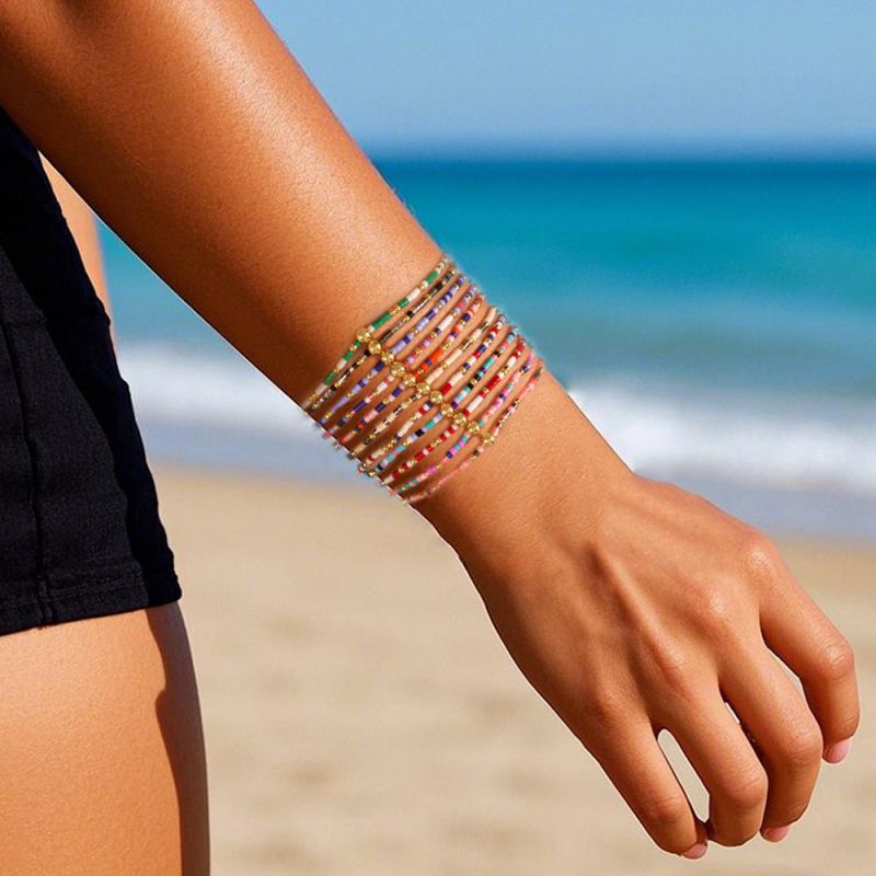 Pulsera De Cuentas De Arroz De Colores