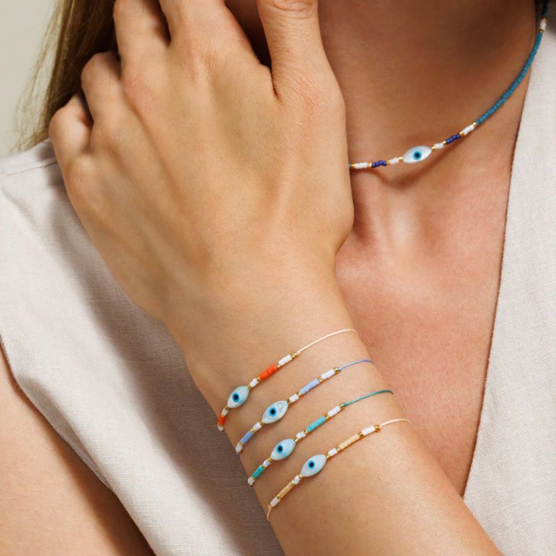 Pulsera De Ojo De Cuentas De Arroz