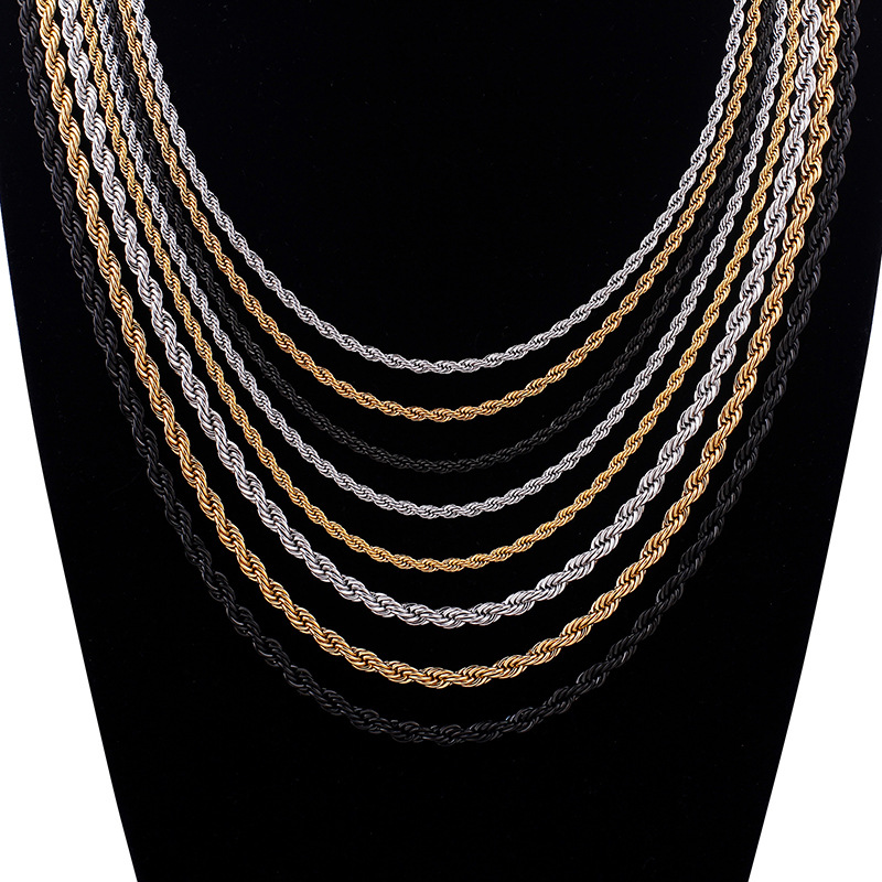 Collar De Cadena Torcida De Acero Inoxidable Para Hombres