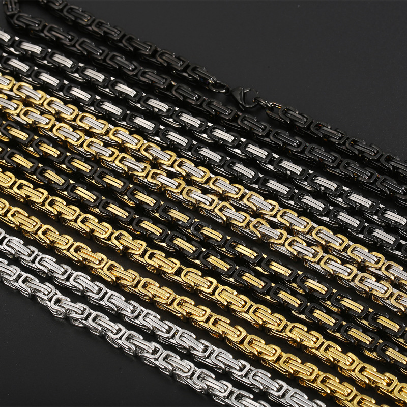 Collar De Hombre Con Cadena Geométrica De Acero Y Titanio