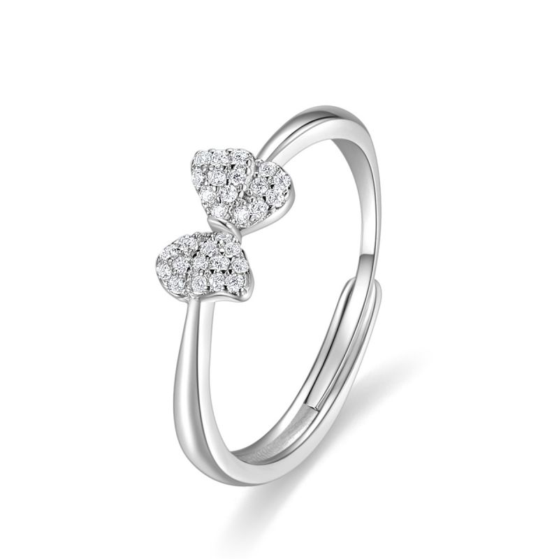 Anillo De Plata Con Diamantes Redondos