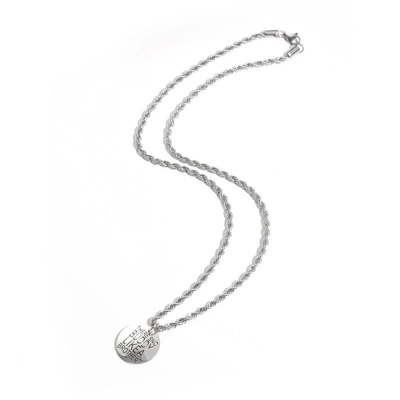 Collar De Hombre Con Letras Redondas De Acero De Titanio