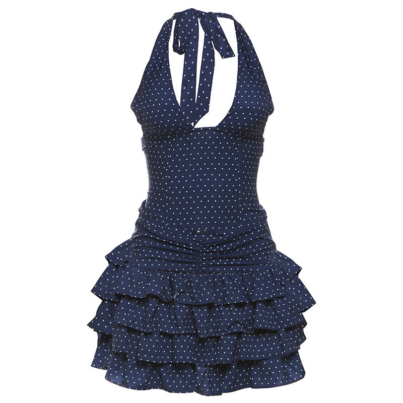 Falda De Lunares Con Cuello Halter