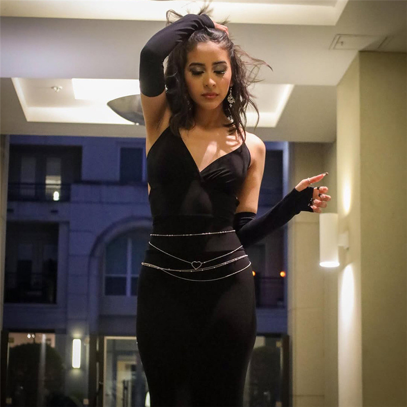 Falda Larga De Poliéster Con Cuello Halter