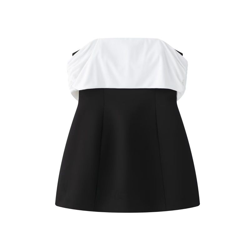 Minifalda De Poliéster Con Escote En Forma De Tubo Y Diseño En Bloques De Color