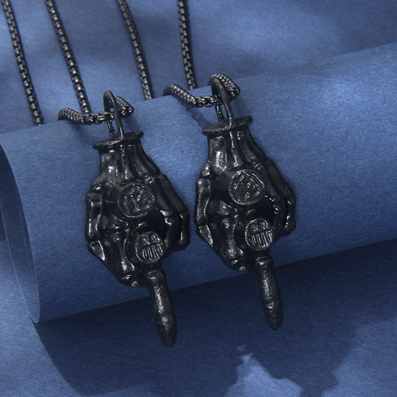 Collar De Calavera En El Dedo De Acero Inoxidable