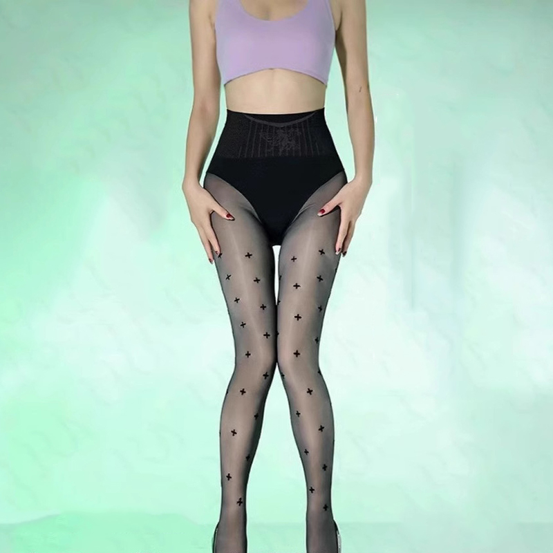 Medias Transparentes Con Estampado De Elastano