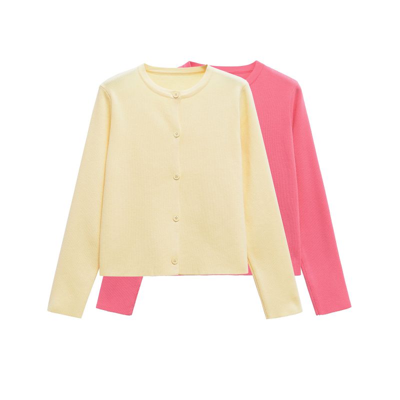 Chaqueta De Punto De Algodón Con Cuello Redondo Y Botones