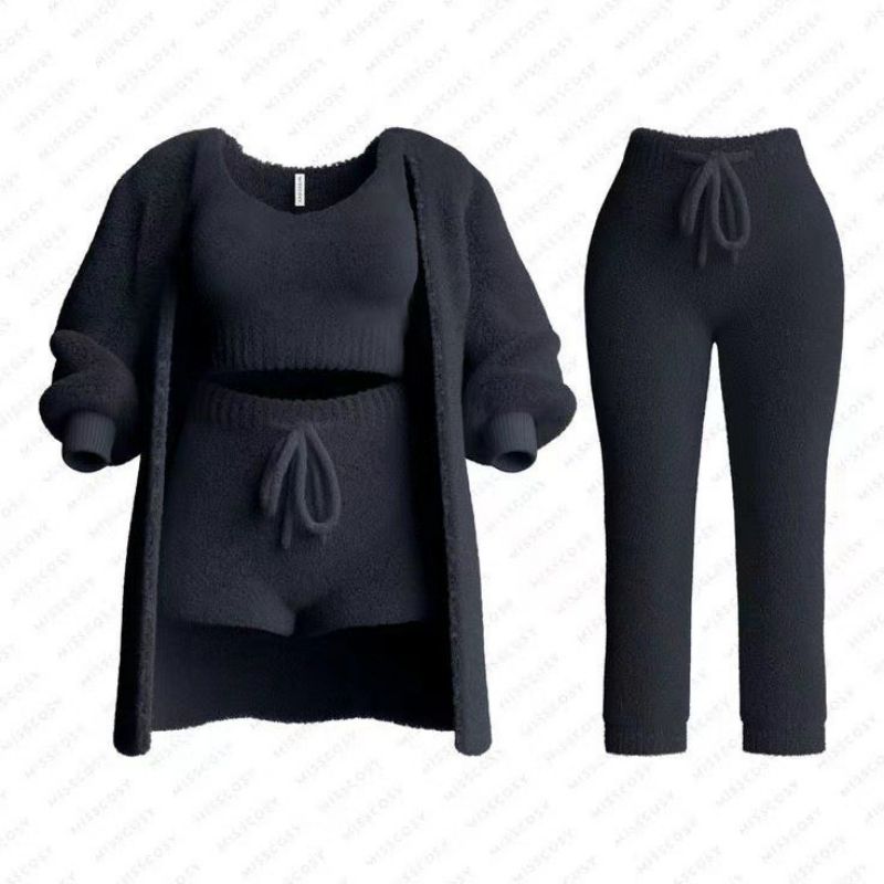 Chaleco De Punto De Algodón Sin Mangas Pantalones Cortos Con Cordones Chaqueta Tipo Cárdigan Traje De Tres Piezas Con Cordones