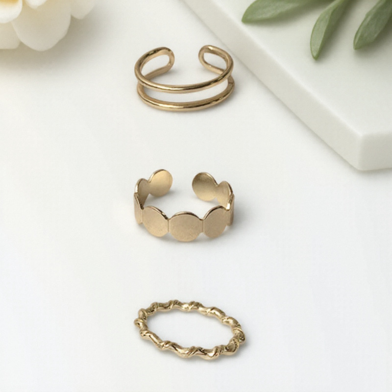 Juego De Anillos De Aleación Con Formas Geométricas Redondas