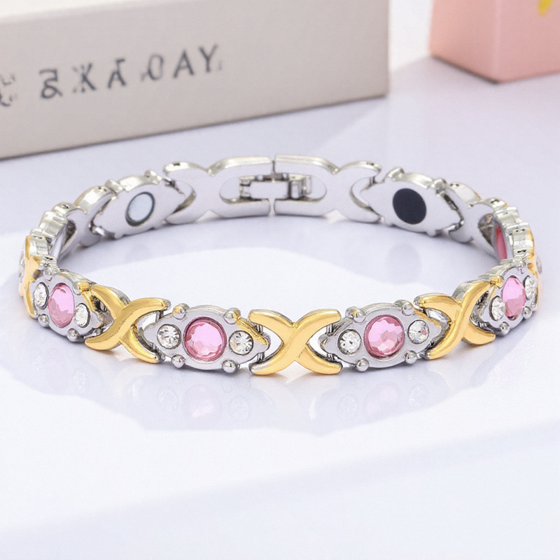 Pulsera De Aleación Con Diamantes Redondos Para Hombre