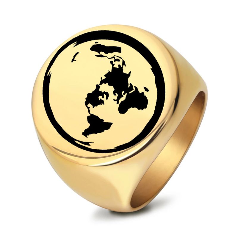 Anillo De Hombre Con Estampado De Acero De Titanio