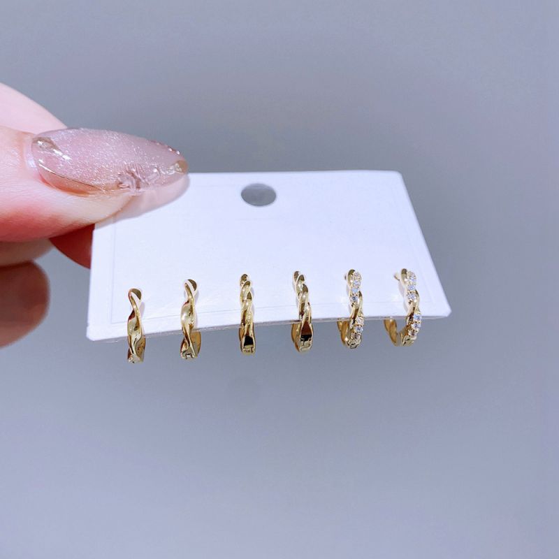Conjunto De Pendientes Irregulares De Cobre Y Diamantes