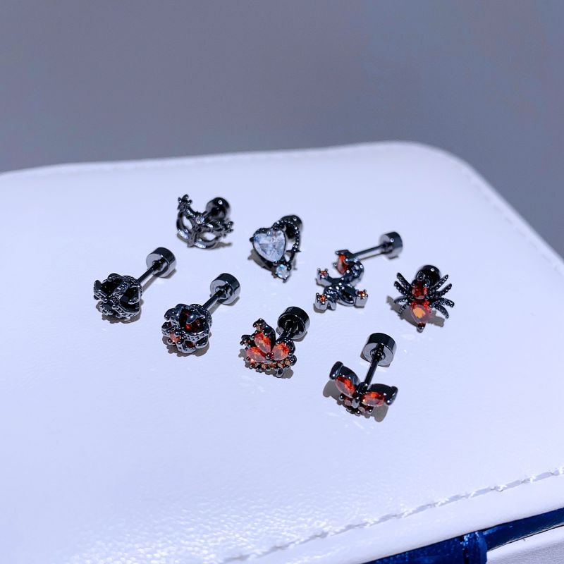 Pendientes De Acero De Titanio Con Forma De Corona De Diamantes [individual]