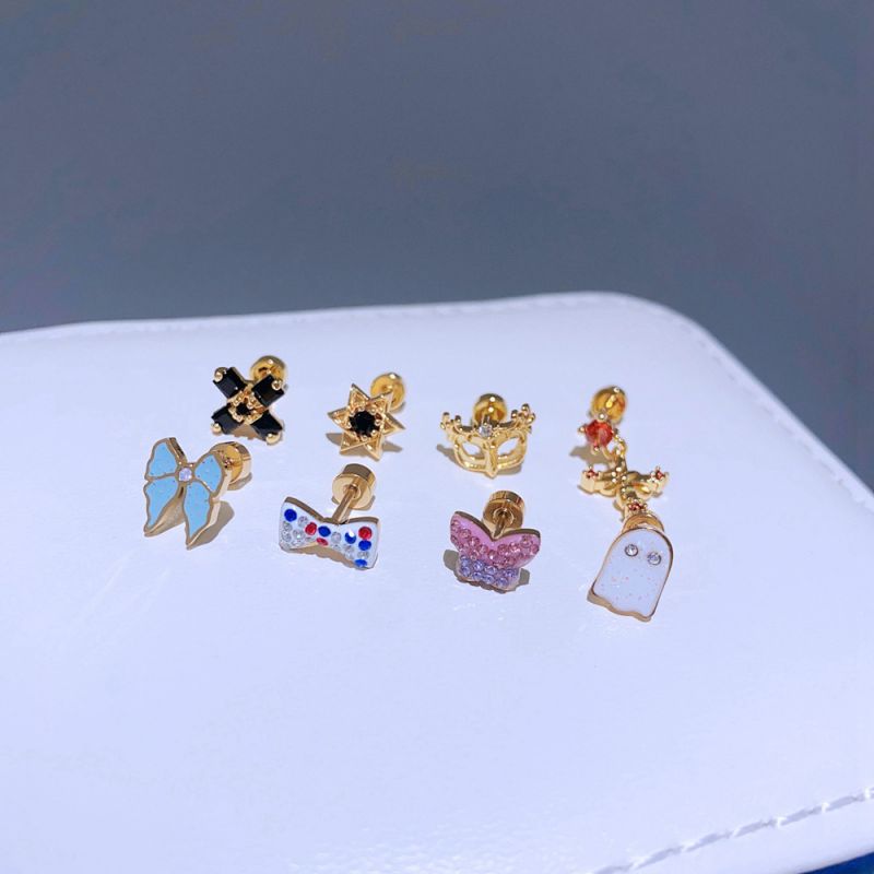 Pendientes De Acero De Titanio Con Forma De Lazo De Diamante [individual]