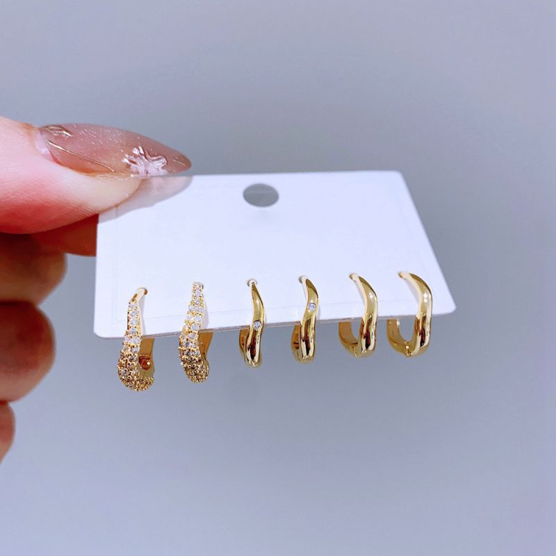 Conjunto De Pendientes Irregulares De Circonita Con Incrustaciones De Cobre
