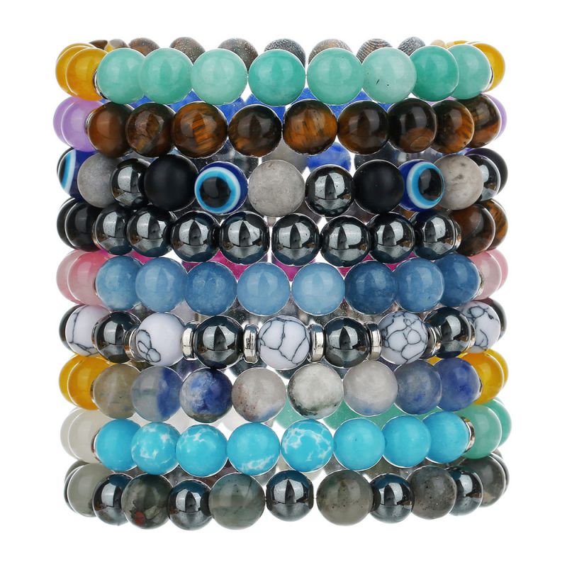 Pulsera De Hombre Con Cuentas De Piedra Natural