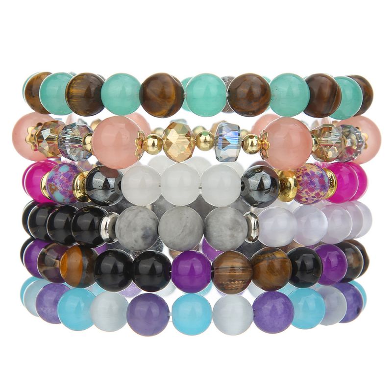 Pulsera De Hombre Con Cuentas De Piedra Natural Semipreciosa
