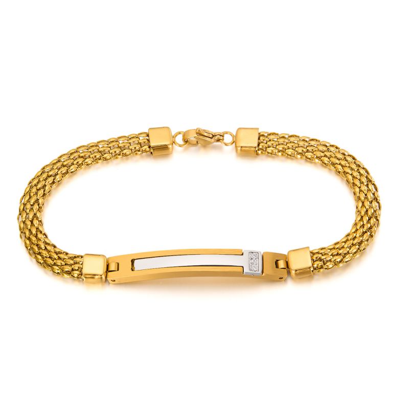 Pulsera De Acero Inoxidable Con Placa Curva Para Hombre