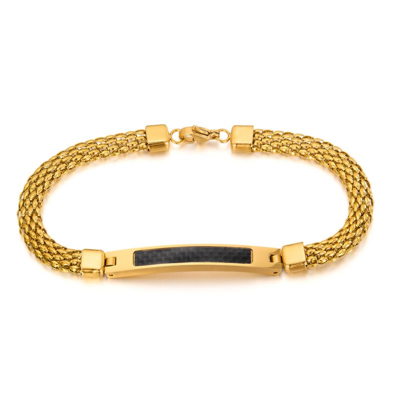 Pulsera De Acero Inoxidable Con Placa Curva Para Hombre