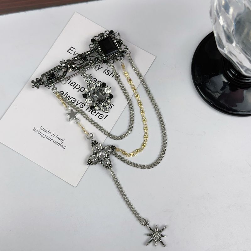 Broche De Cadena Geométrica Con Diamantes De Aleación