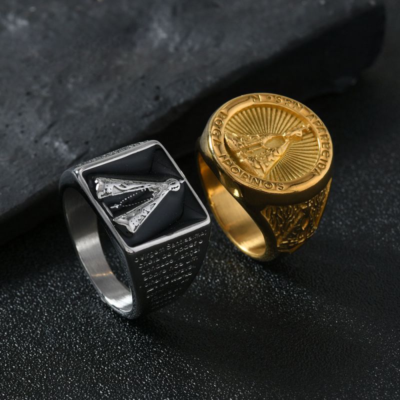 Anillo Geométrico De Acero Inoxidable Para Hombre