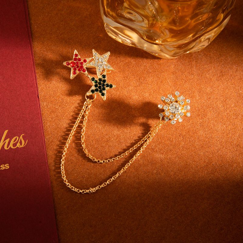 Broche De Estrella De Cinco Puntas Con Diamantes De Aleación