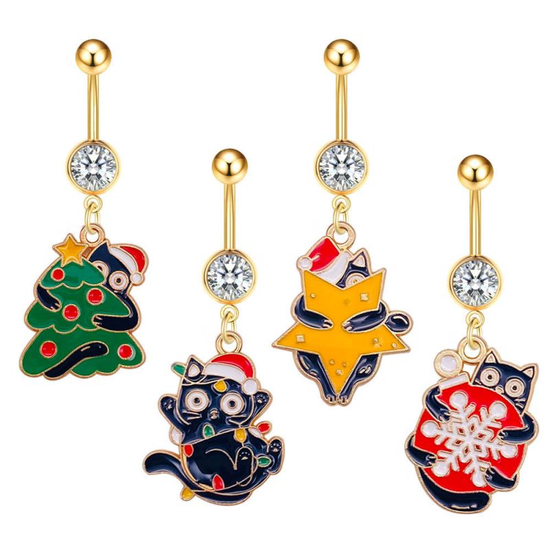 Juego De Uñas Navideñas Con Diamantes De Acero Inoxidable