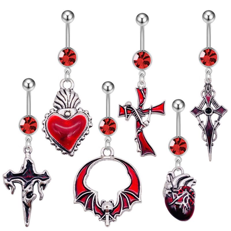 Piercing Para Ombligo Con Forma De Cruz Geométrica De Amor Con Forma De Corazón Y Diamante De Acero Inoxidable