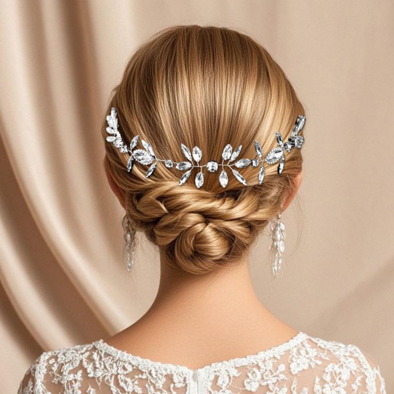 Peineta Para El Cabello Con Hojas De Diamantes De Imitación