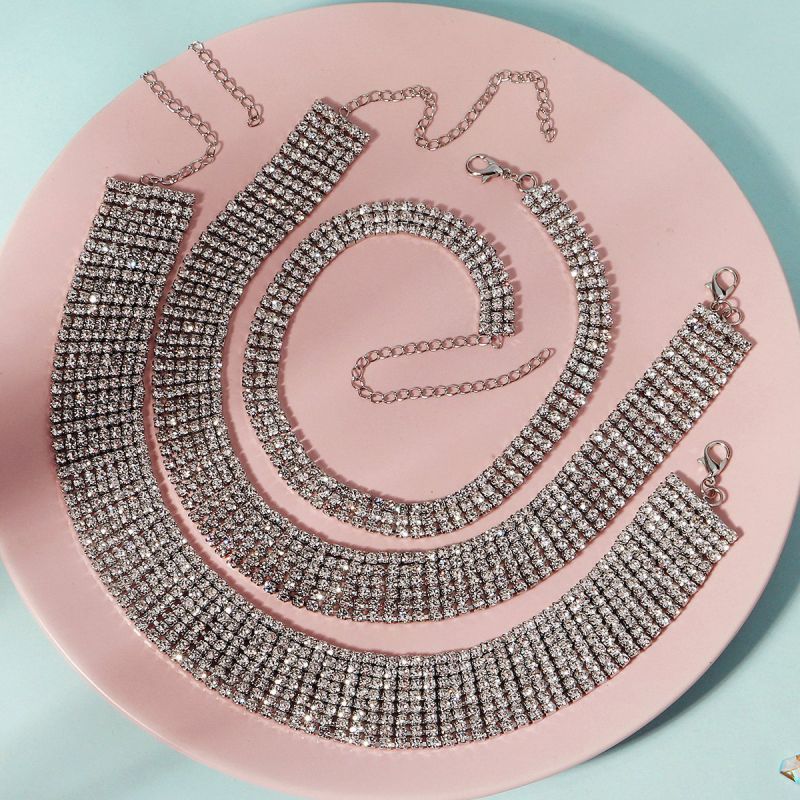 Collar De Cadena De Garra De Metal Con Diamantes