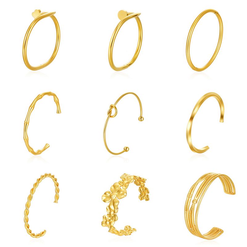 Pulsera Redonda De Acero De Titanio Con Forma De Espiga De Trigo