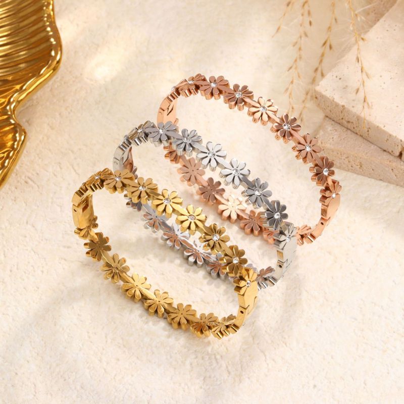 Pulsera De Flores De Acero Inoxidable
